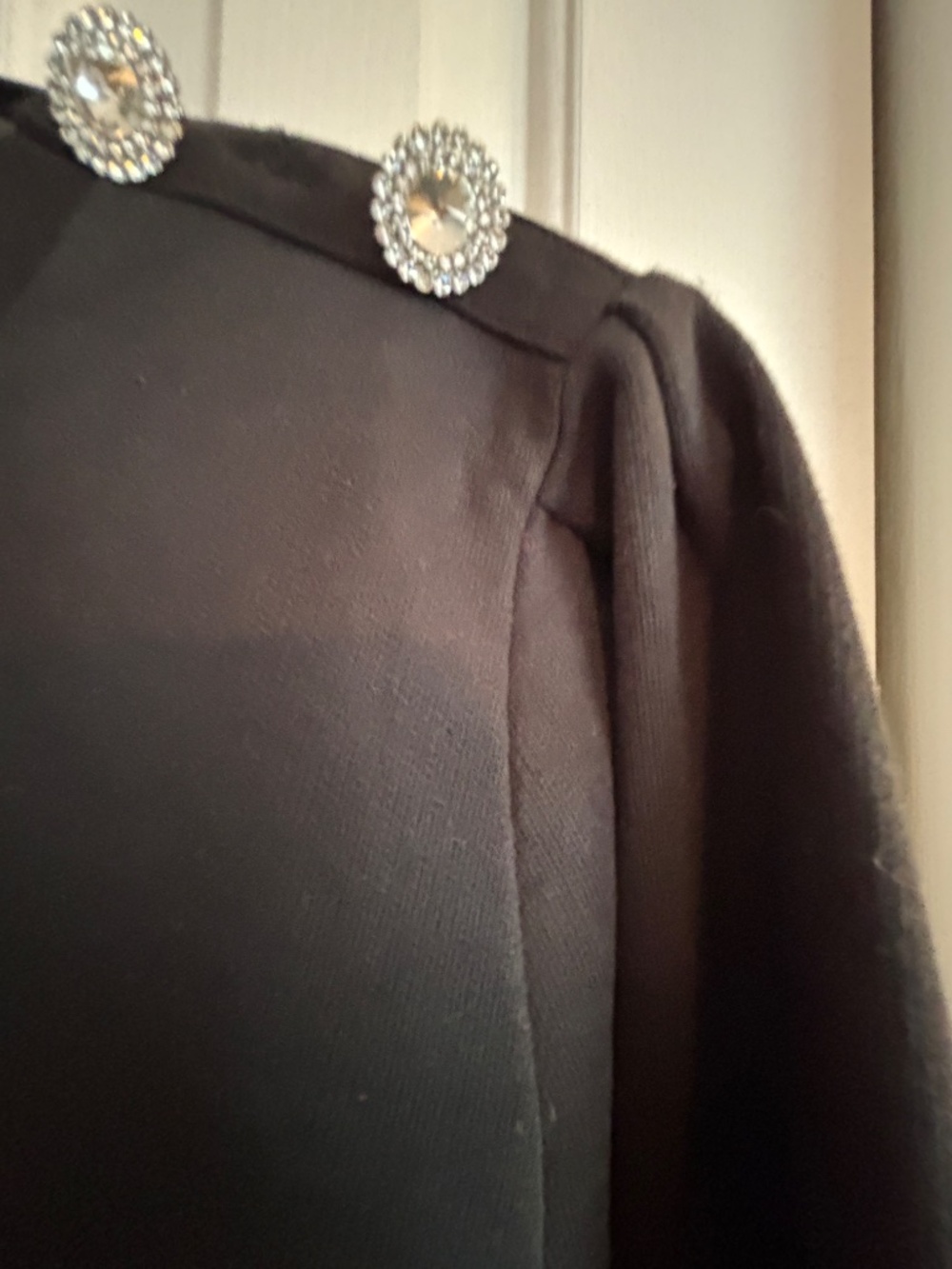 J.Crew Black Jeweled Shoulder Sweatshirt XL Embellished Pullover - Picture 8 of 8